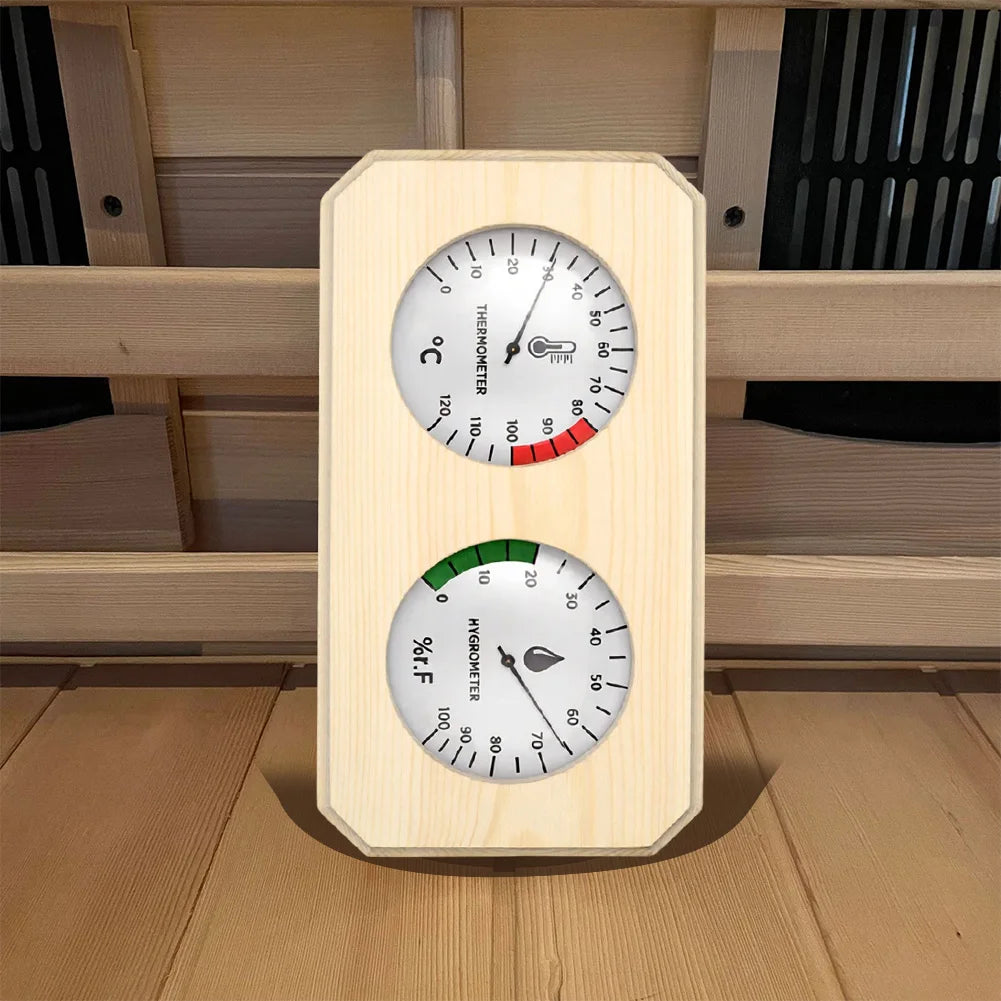 Bastutermometer & Hygrometer i Trä – Digital, ±1°C Noggrannhet, 26,7×14 cm