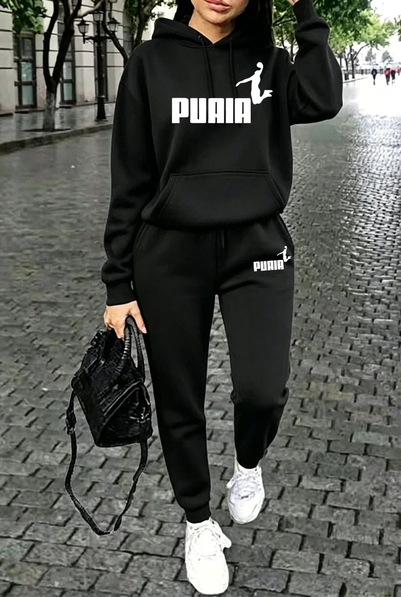 Fall Winter Womens Outfits Street Casual Hooded Sweatshirts Outdoors Sports Jogging Clothing Hot Sales Single Piece Hoodie Pants