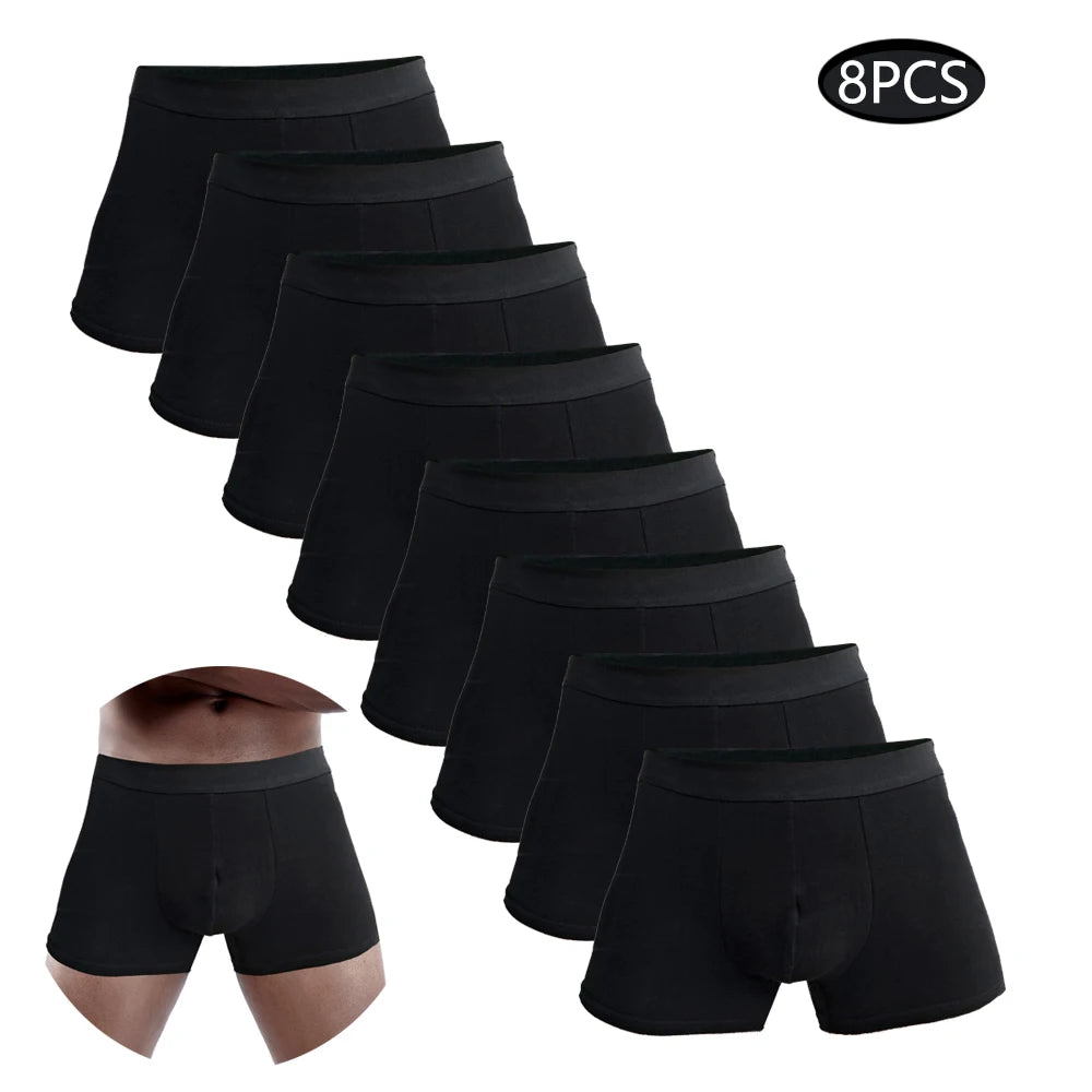Herrboxers i Bomull 8-pack – Bekväma, Andningsbara, M–XXL, Svart