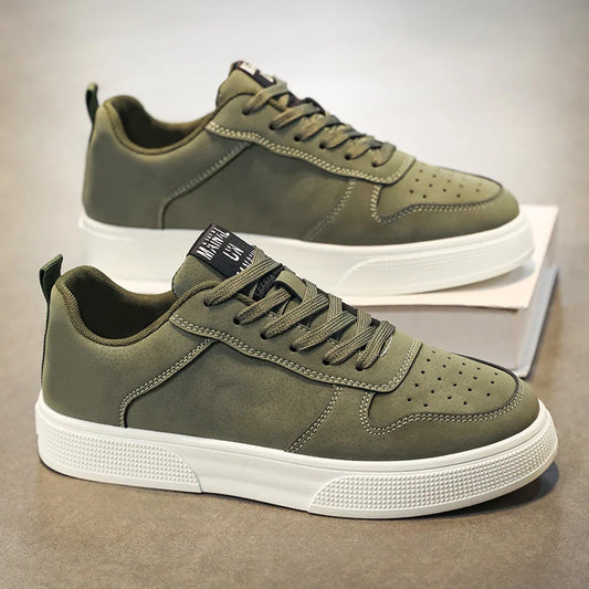 Herr Skateskor Casual Sneakers – Konstläder Meshfoder Höjdökande PVC-sula Svart Vit Khaki Armygrön Strl 39–48