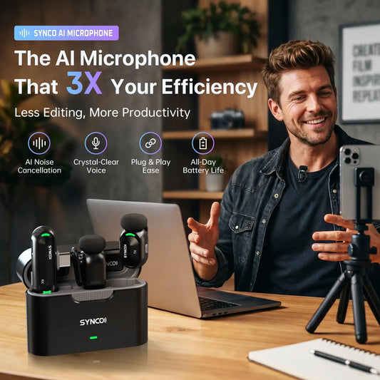 SYNCO SMIC trådlös streamingmikrofon – USB-C för Android med AI-brusreducering