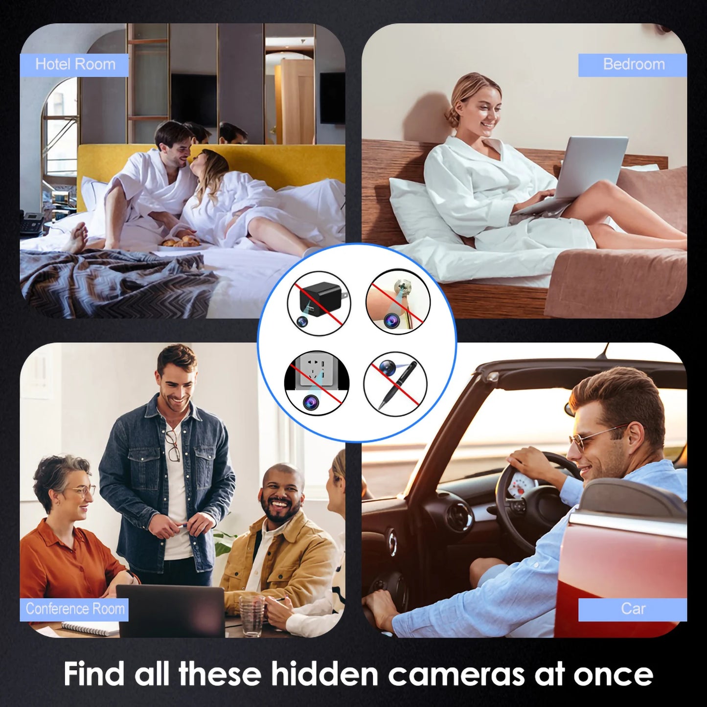 J001 Hidden Camera Detectors & Camera Detector, Anti Spy Camera Finder, Infrared Scanner, Anti-Peeping, 10X Search Speed.