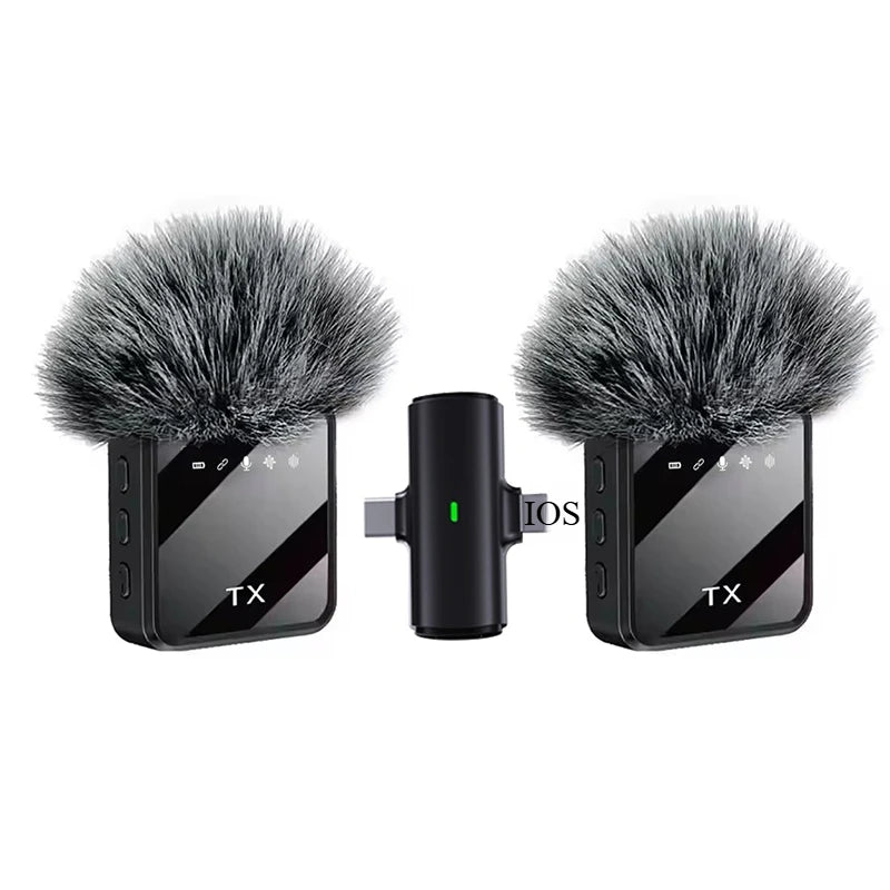Mini Wireless Microphone for iPhone Android Cameras Wireless Microphone for Interviews Vlog Noise Cancelling Lavalier Microphone