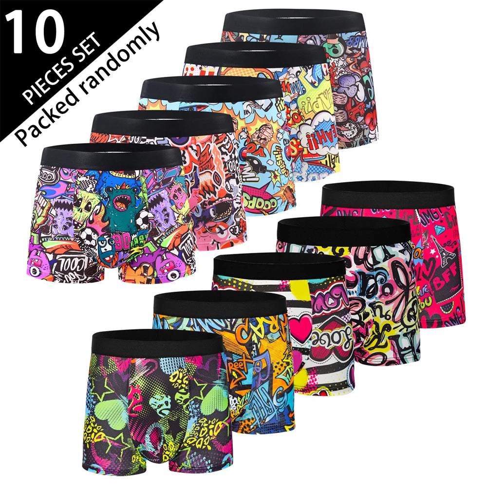 Herr Boxershorts 10-pack – Trendiga Mjuka Tryckta Casual, S–XXL
