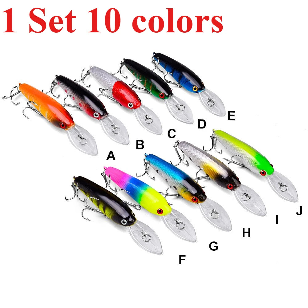 20PCS/Set Long Short Lip Minnow Lures Kit Crankbait Wobbler Bionic Bait for Pike Bass Sea Trout Freshwater Saltwater Pesca
