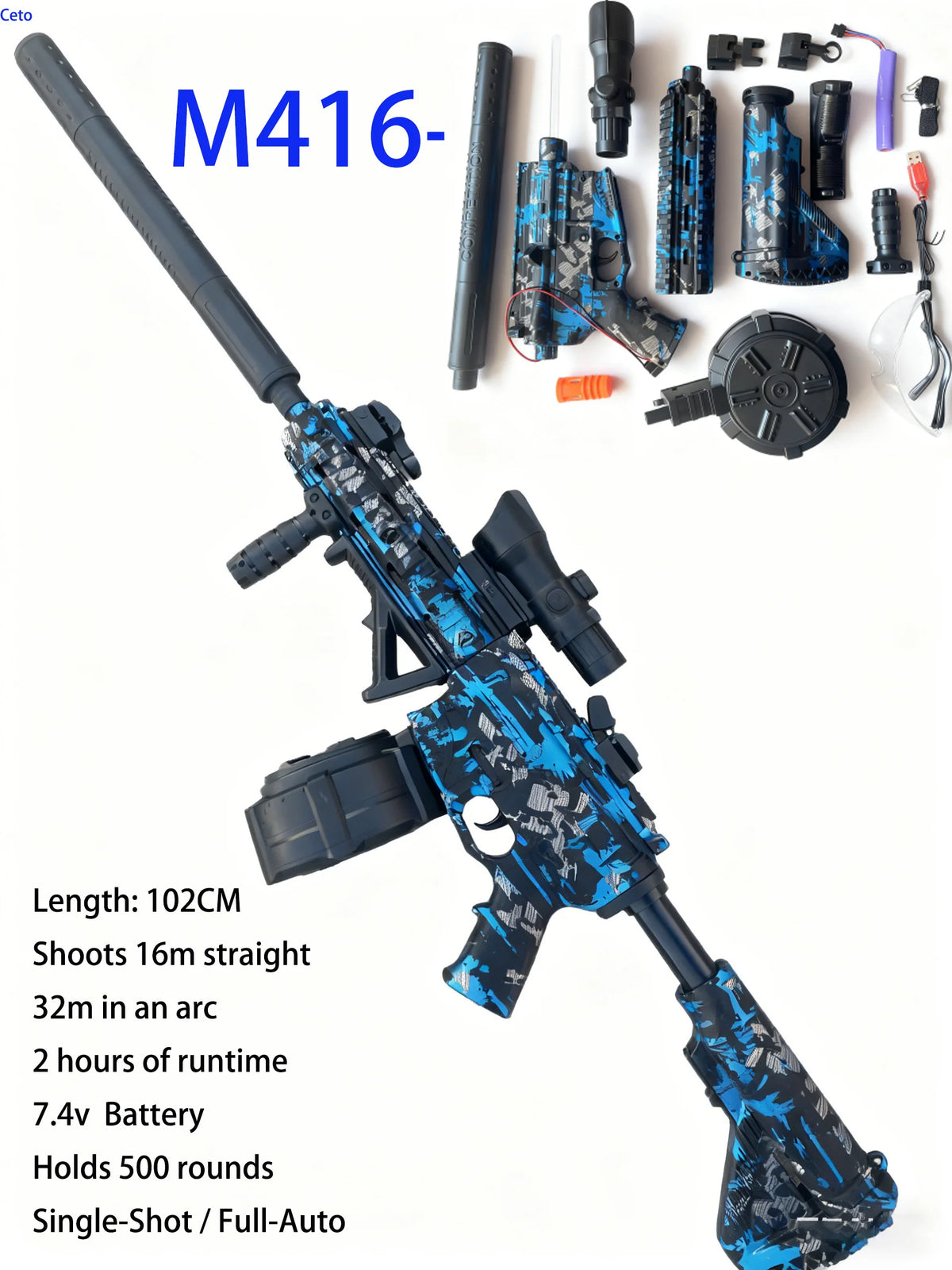 M416 Taktisk Gel Blaster Lila/Svart