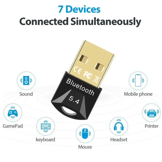 USB Bluetooth-adapter för PC – Bluetooth 5.4 / 5.3 / 5.1 / 5.0 Dongle Receiver