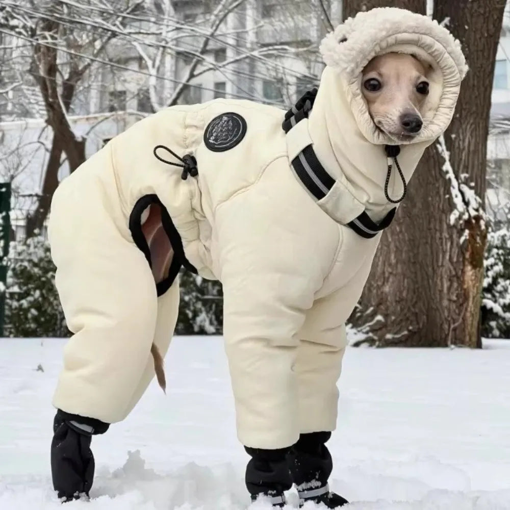 Trendy Waterproof Winter Dog Jumpsuit Thickened Full Cover Big Dog Clothes Fleece Warm Big Pet Supplies Large Dog