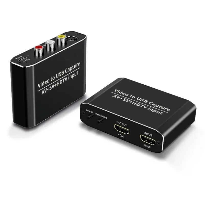 3-i-1 Capture Card USB-C – HDMI + AV/RCA + S-Video 1080p, Digitalisera VHS & Streama Live