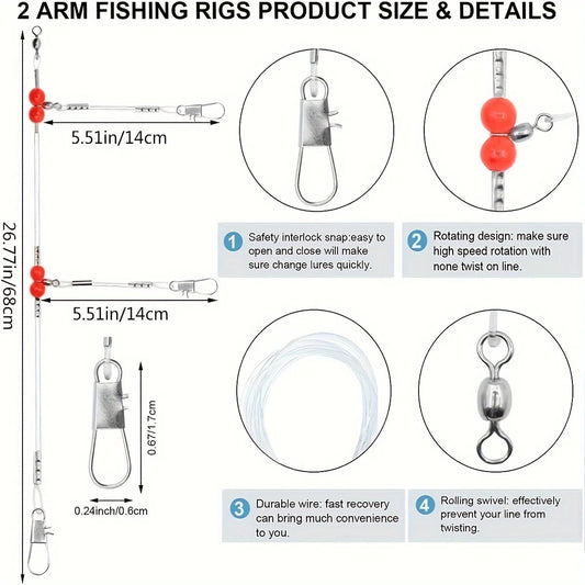 18-pack Fisketafsar för Saltvatten – Med Svirvlar & Snap, Nylon