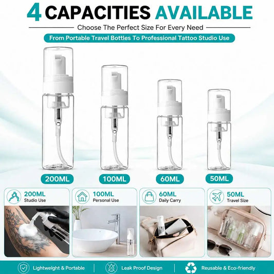 TRUE STAR Skumflaska med Pump – 50ml 60ml 100ml 200ml Transparent Påfyllningsbar Grön Tvål Tatuering Ögonfransar 2026