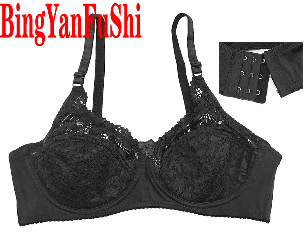 Sexy Lace Women Bra Top Full Cup Minimizer Floral Large Chest Big Bust Bh Thin Padded Cotton Bralette Underwire Push Up Bras C27