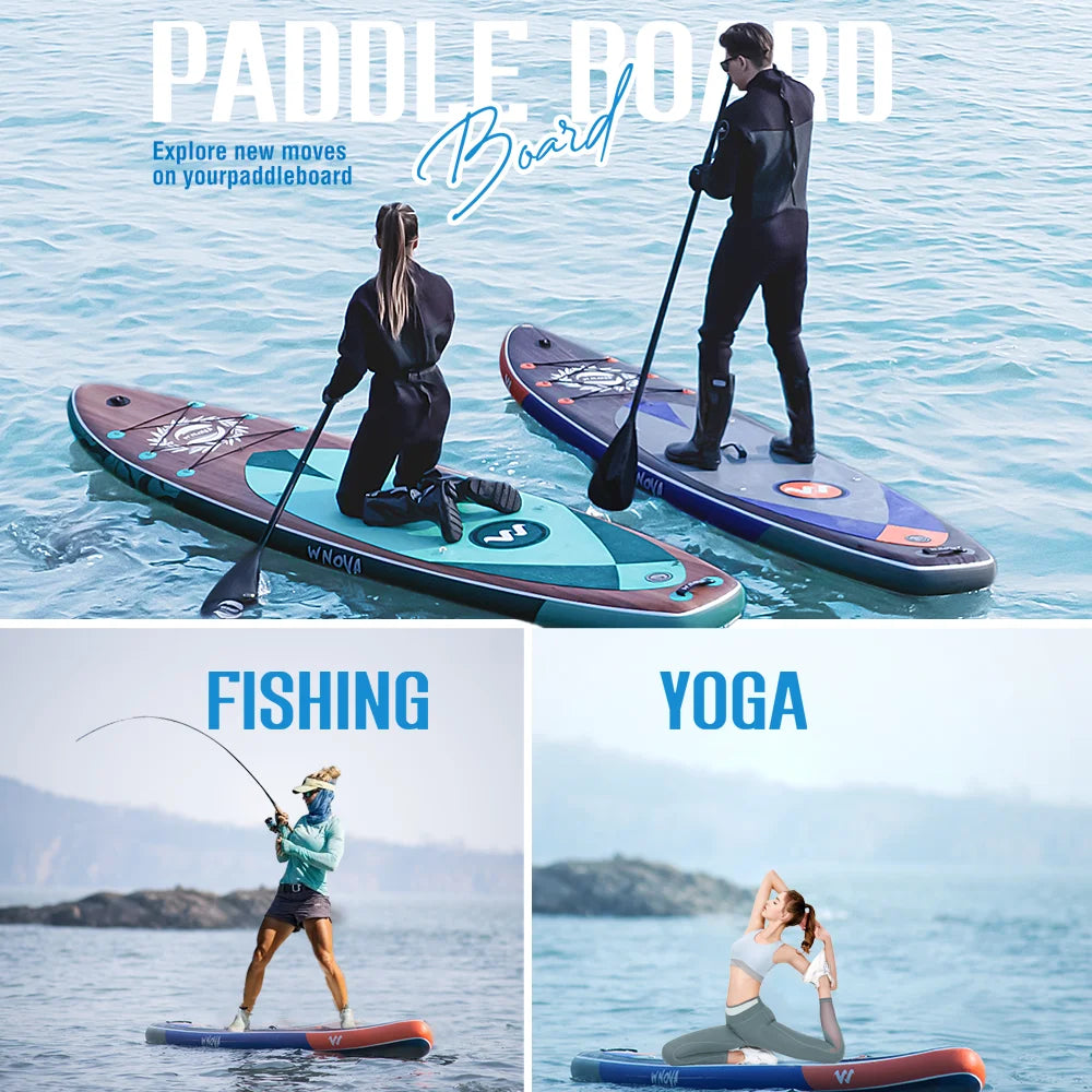 WNOVA W025 Uppblåsbar SUP-bräda – 350×86×15 cm, Ultralätt 10 kg, Halkfri