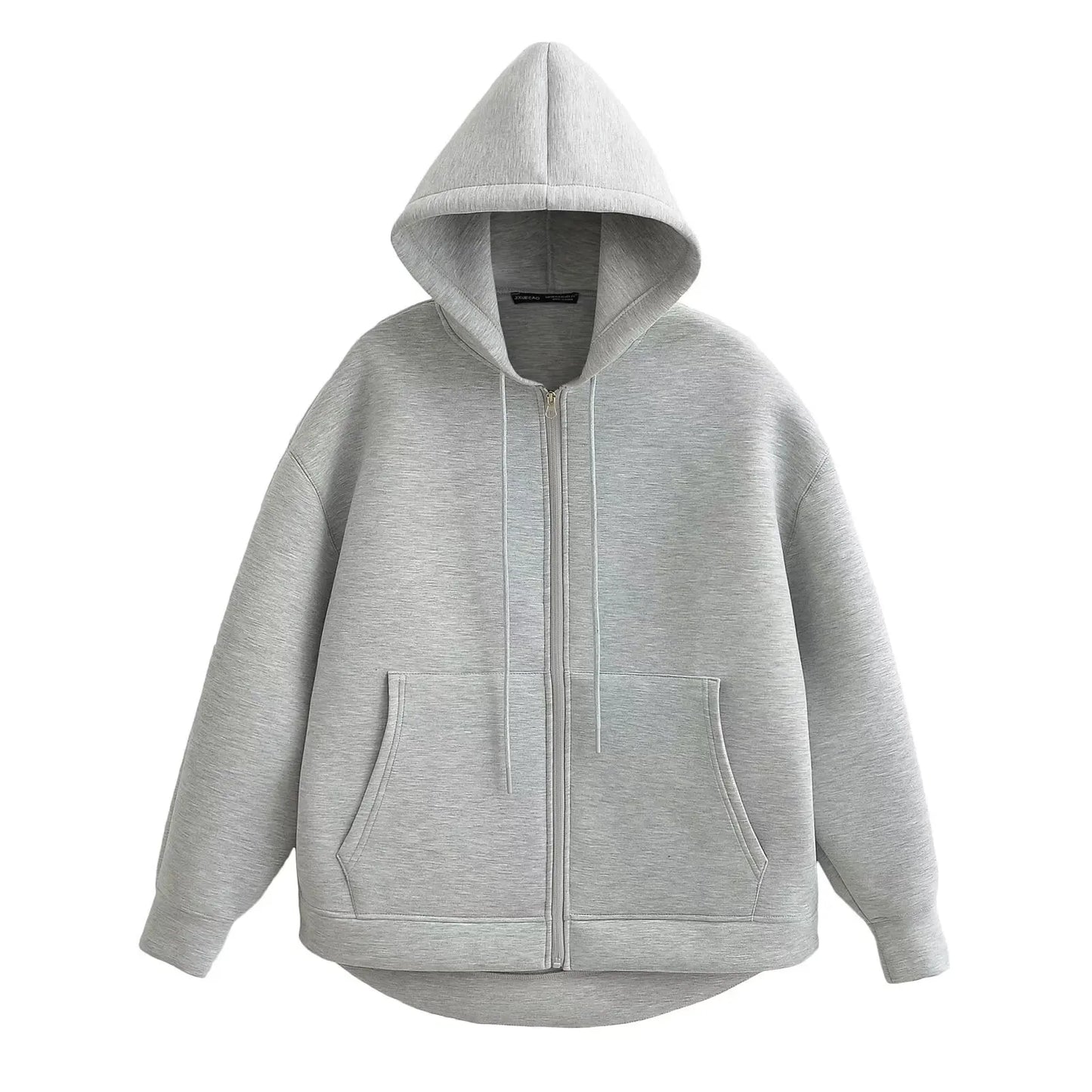 HH Autumn Winter Women's Zipper Hoodie Coat High Street Double Pockets Oversize Jakcet Loose Sweatshirts Outerwear Top