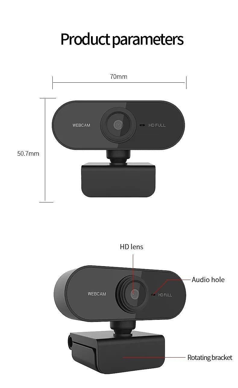 MINGCVIL Mini 1080P HD Webcam Built-in Microphone USB Interface Computer WebCamera For Laptop PC Video Call Online Meeting Class