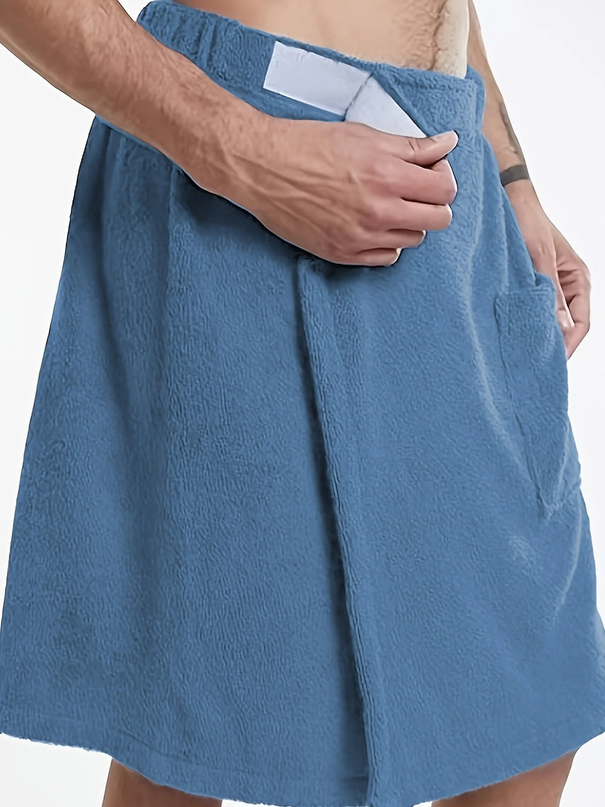 Bath Towel Terry Cloth Beach Towel Men Hook and Loop Elastic Waist Solid Color Pocket Shower Towel Beach Towel