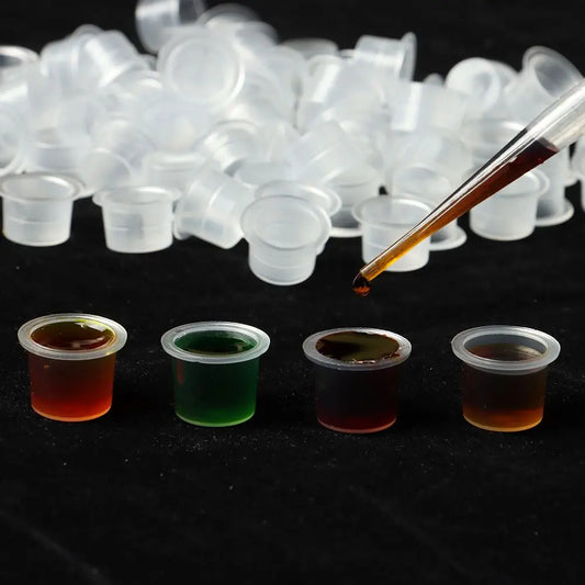 Tatueringsbläckkoppar 100-pack – Engångs Plastmuggar S M L Transparent Pigmentkopp Hållare Tatuering Kroppsmålning 2026