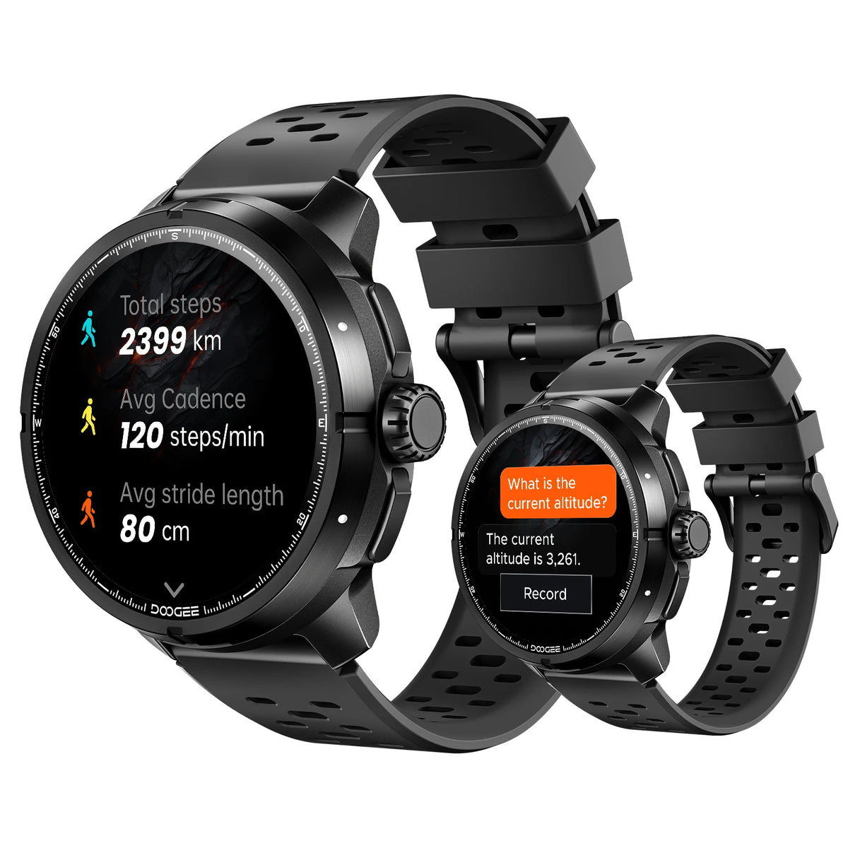 DOOGEE ANYMOVING M1 PRO Smart Watch 1.5" AMOLED Dual Band GPS Smart Watch with Offline Maps 170+ Sports Modes Fitness Watch 15-Day Battery AI Voice Assistant 5ATM Waterproof Outdoor GPS Watch