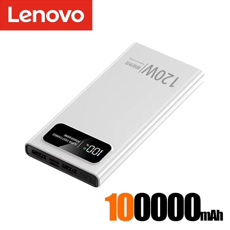 Lenovo 120W 200000mAh Power Bank Fast Charge Large Capacity External Battery CCC Mobile Power For Iphone Samsung Xiaomi NEW