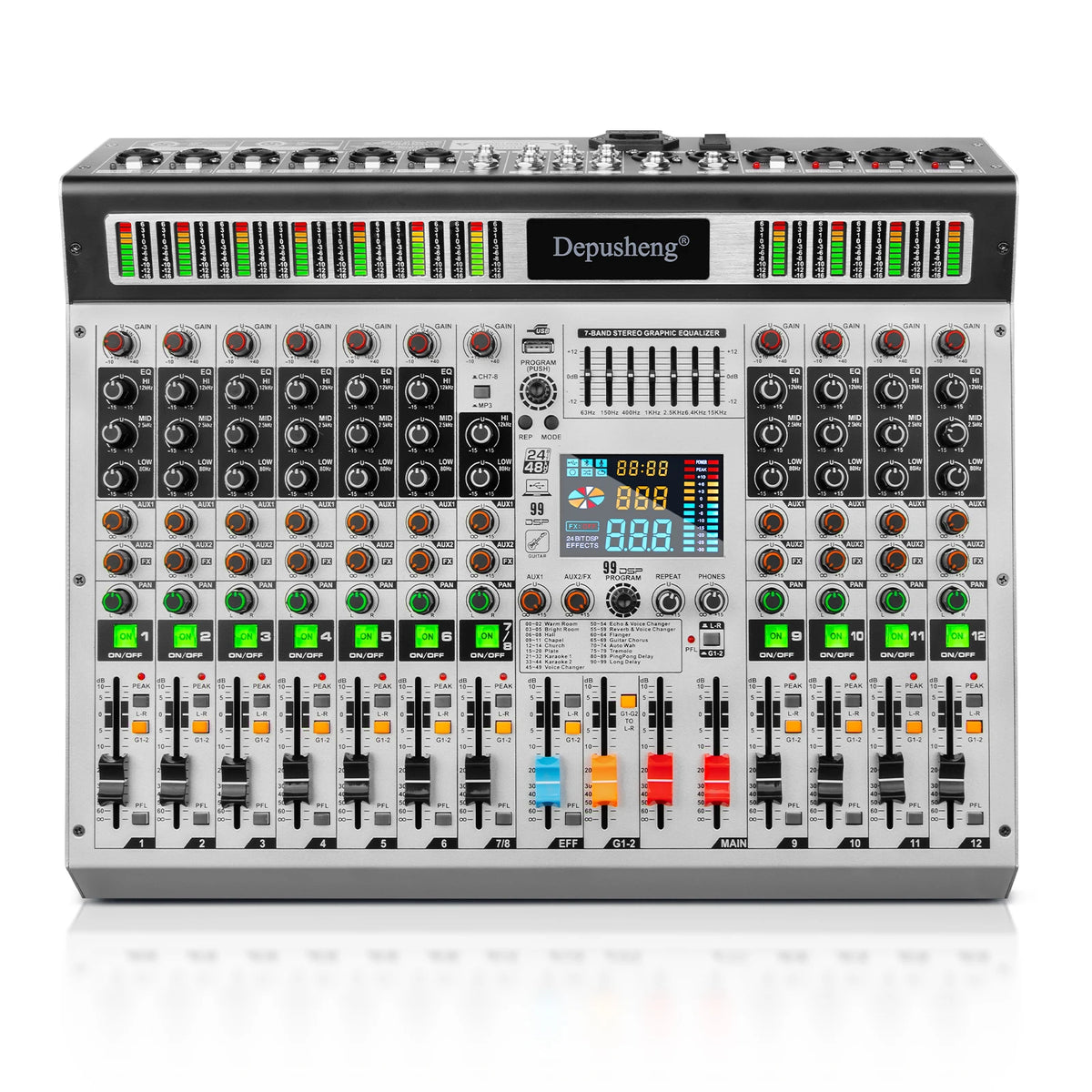 Depusheng AG8/AG12 ljudmixer med Bluetooth och 99 DSP-effekter