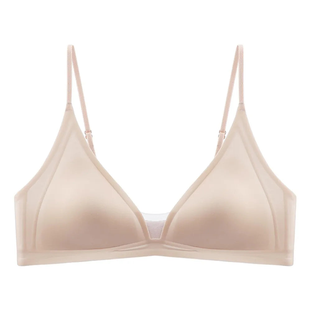 Thin Satin Wireless Deep V Bra Close-fitting Anti-sagging Push Up Underwear Traceless Gathered Breasts Seamless Bras Sport