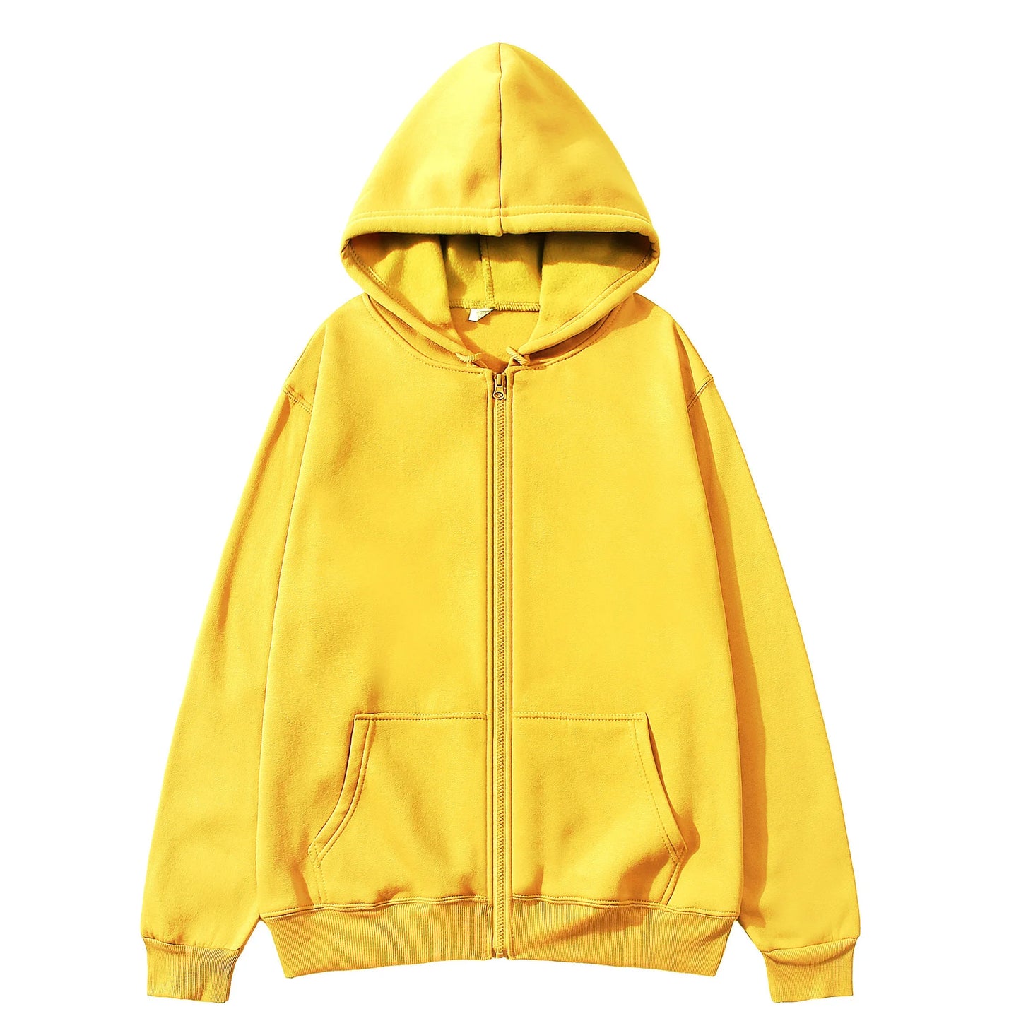 2025New Trendy Sweatshirt Coat Front Pockets Warm Zipper Lamb Wool Jacket Men and Woman Autumn Winter Pure Color Cardigan Hoodie