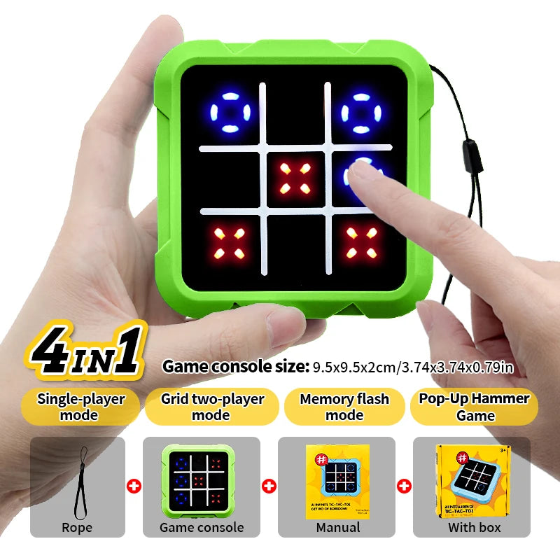 Handheld Electronic Tic Tac Toe Game Portable Logic Board Game for Kids Adults Travel Brain Training Two Player Thinking Toy
