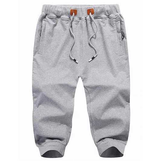 Herr Joggers under knäet – Träningsbyxor med Dragkedjefickor & Elastisk Midja