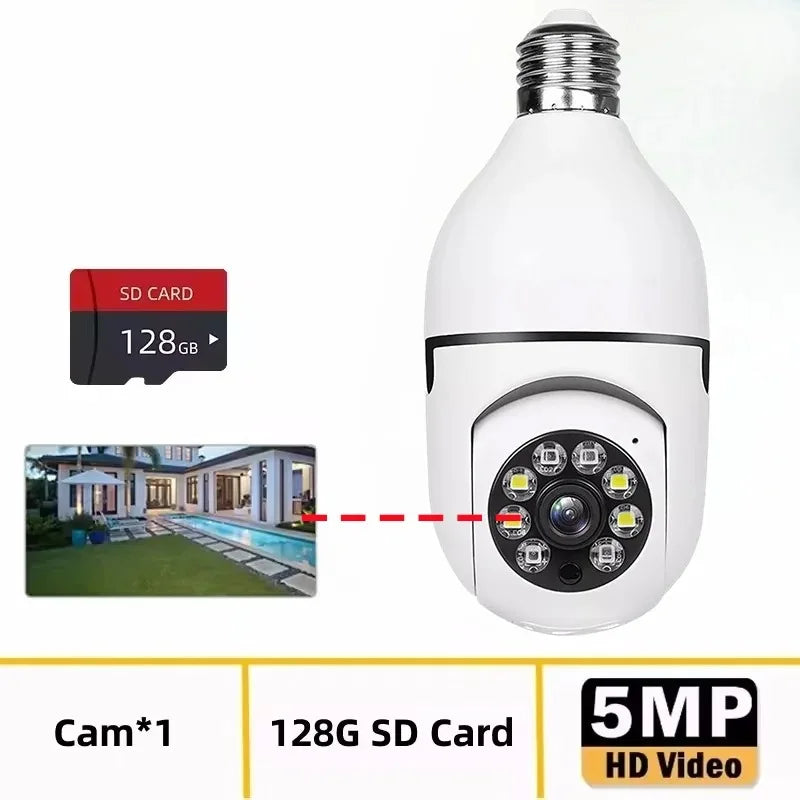 8MP WiFi IP Camera E27 Bulb Cam Wireless Baby Monitor Pet Cameras 5MP SmartLife Indoor AI Tracking Security Video Surveillance