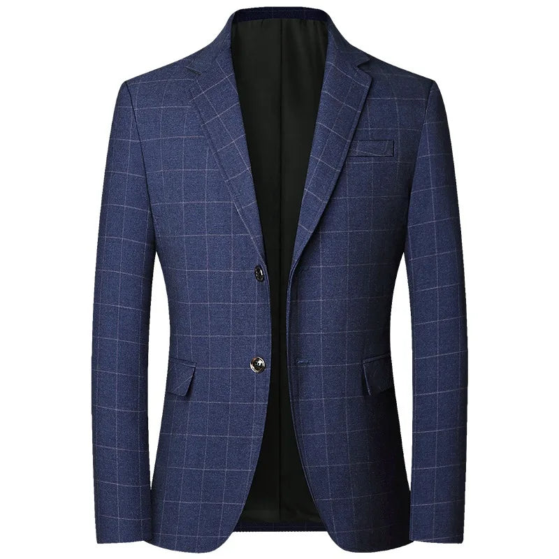 Herr Slim Fit Blazer – Rutig Strükfri Kavaj för Business Casual, Vår & Höst, 3 Färger