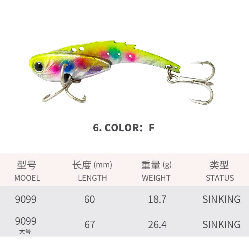 VIB submerged long throw lure for lure fishing, 60MM/67MM, Trembling swim tip 18.7G/26.4GB, VIB false bait fishing lure