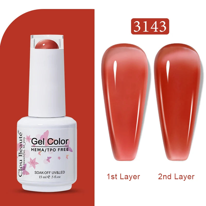 Clou Beaute Transparent French Gel Polish Translucent Nude Pink Red Jelly Glass Milky White Varnish Rainbow Color Nail Art