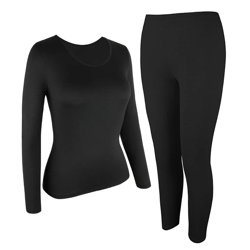 Thermal Underwear Set for Women Long Johns Base Layer Set Warm Top Bottom for Winter Round Neck Lingerie
