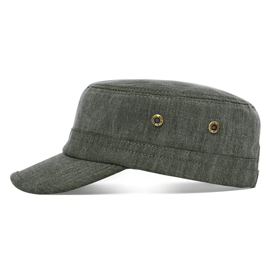 Armékeps i bomullstwill – justerbar militärkeps med platt kulle, unisex