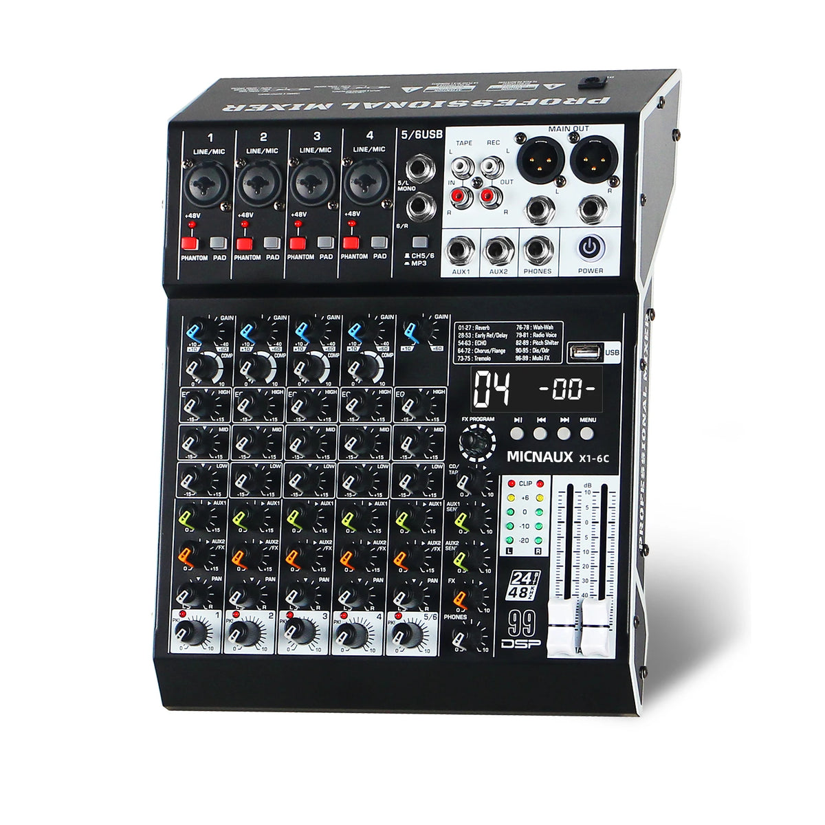 FULUODE X1-seriens ljudmixer med Bluetooth och 99 DSP-effekter