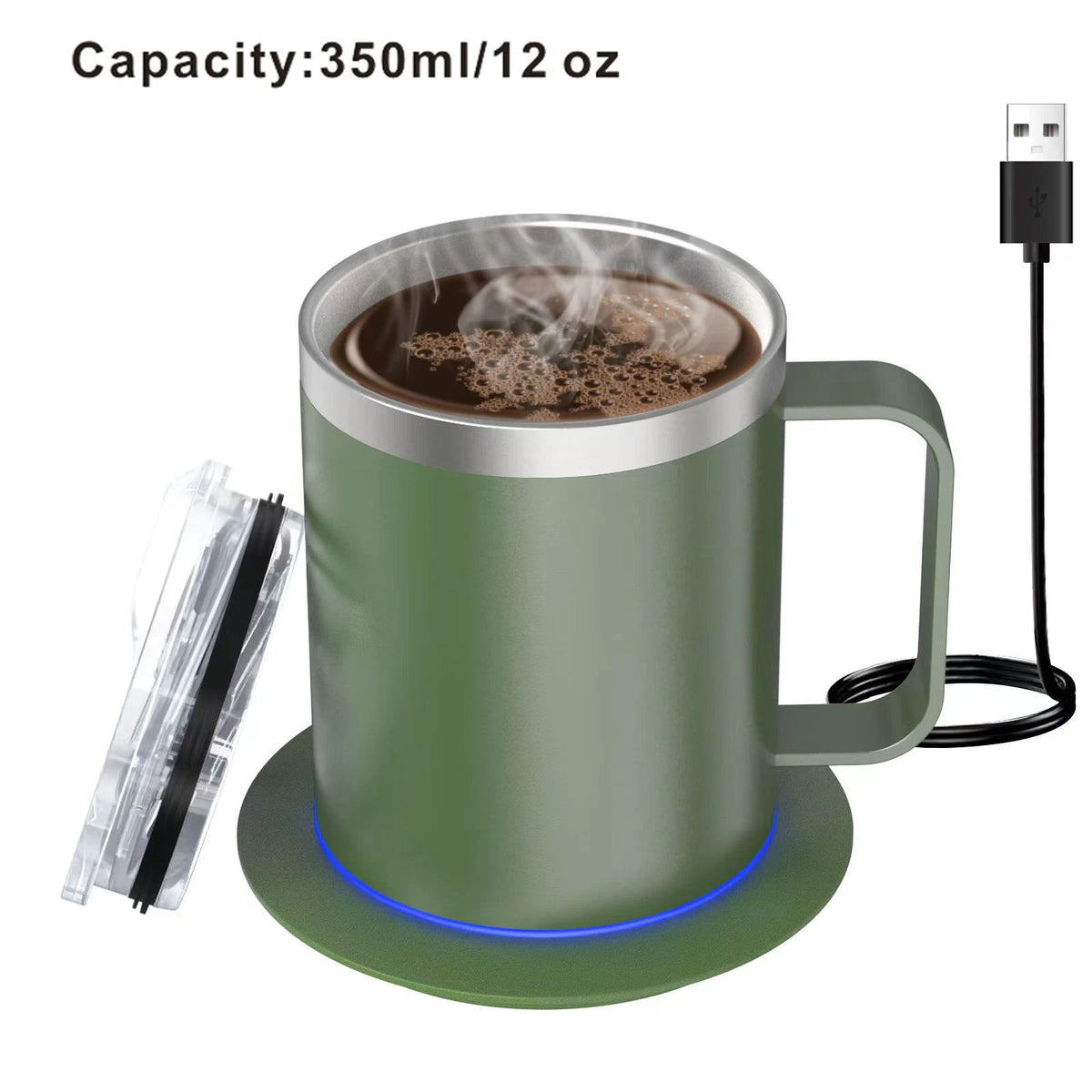 Self Heating Coffee Mug USB Powered Heated Cup with Temperature Control 131℉ Electric Coffee Mug Warmer for Desk Heated Mug