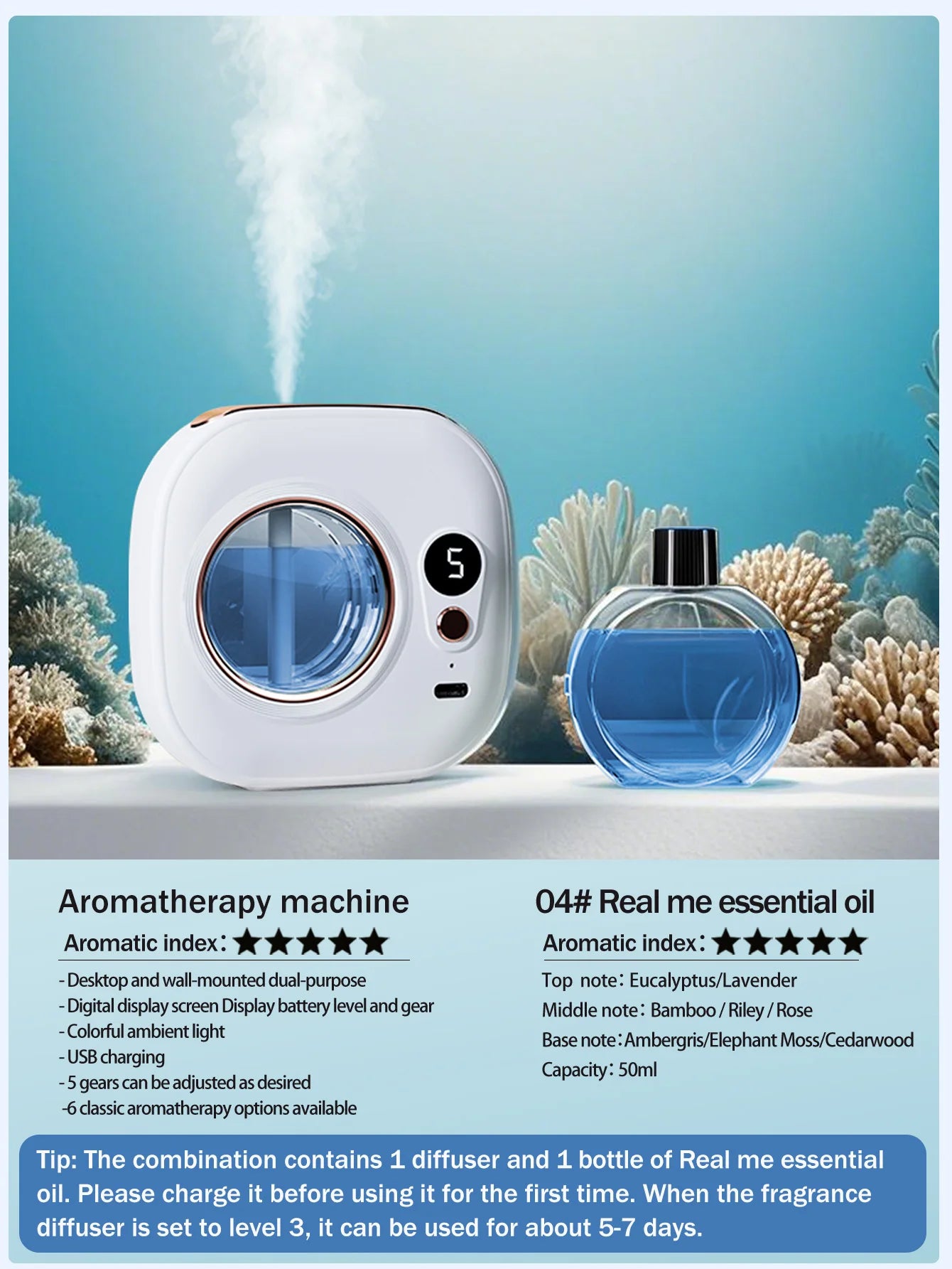 Rechargeable automatic aroma diffuser, essential oil diffuser, aroma essential oil, hotel bathroom aroma machine gift