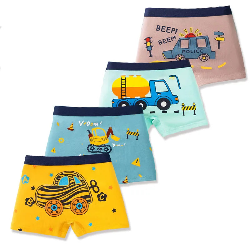 Pojkboxers 4/8/16-pack – 95% Bomull Andningsbar Mjuk Bil/Dinosaurie-motiv Storlek M–2XL (3–14 år)
