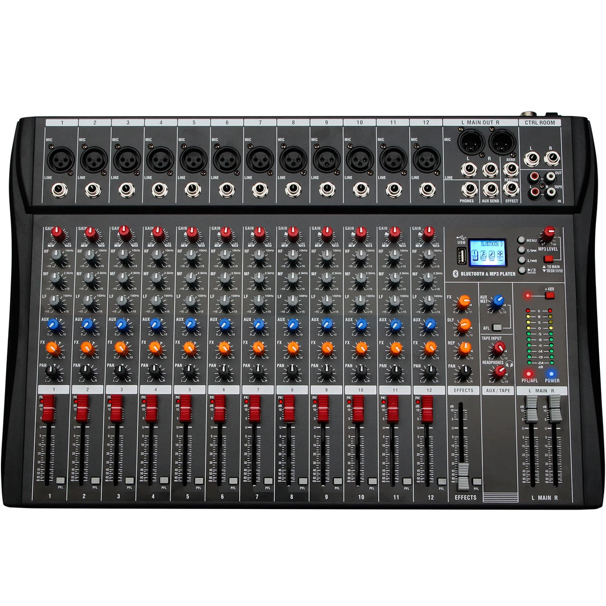 Depusheng DX-seriens ljudmixer med Bluetooth, USB och 3-bands EQ