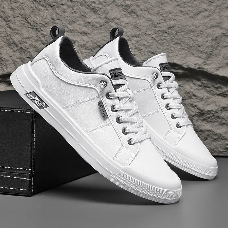 Herr lädersneakers stor storlek – Halkfri, mjuk sula, alla årstider, storlek 39–44, 3 färger