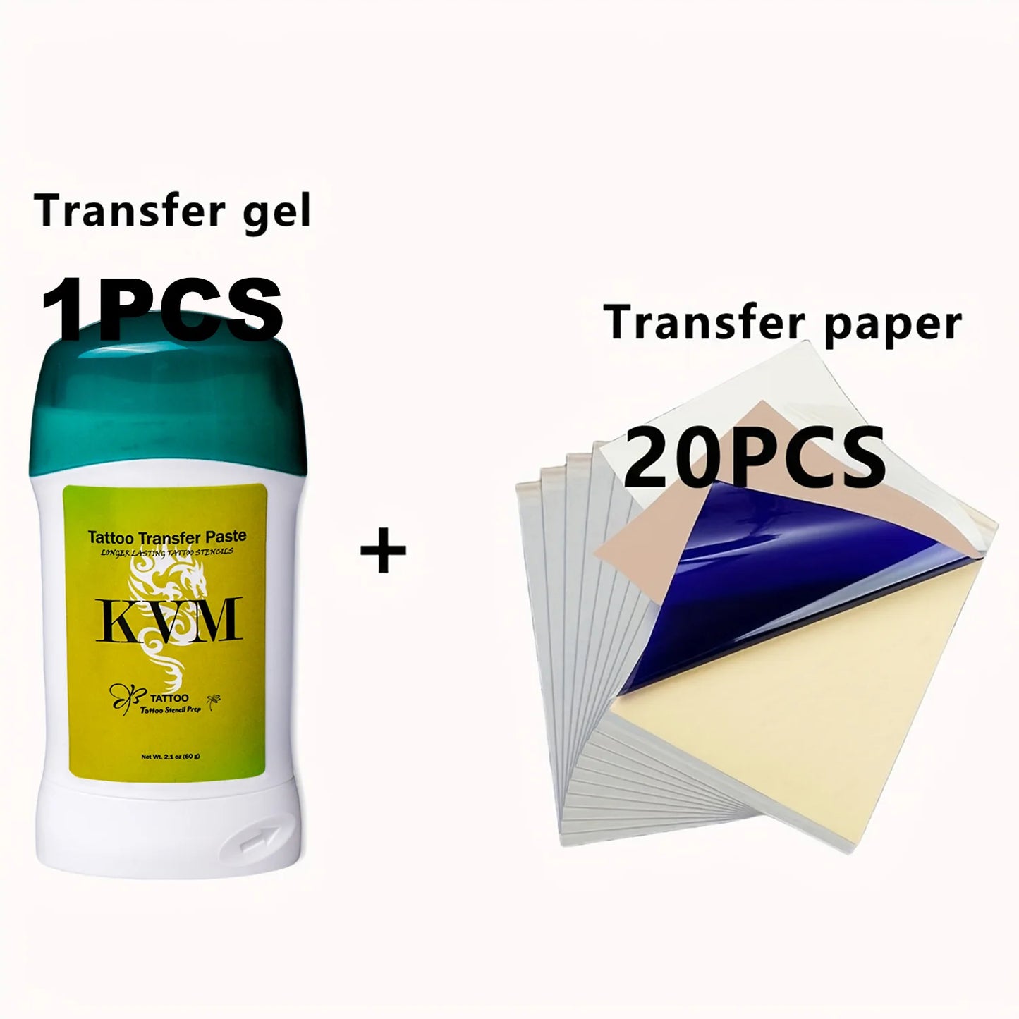 KVM Tattoo Transfer Stick Paste + 4 Layer Thermal Tattoo Transfer Paper Set Clear Long Lasting Tattoo Stencil Kit For Tattoo