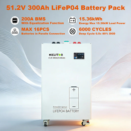 48V 300Ah LiFePO4 Lithium Battery Bluetooth BMS 51.2V 100Ah 200Ah 300Ah 600Ah 900Ah 15kWh Power for Home Energy Solar EU Stock