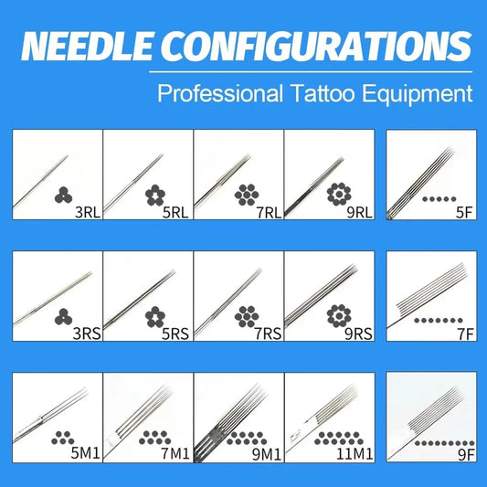 JCONLY Steriliserade Tatueringsnålar 0,35 mm – RL/RS/RM/M1 Engångs EO-steriliserade för Maskin & PMU 5–50-pack 2026