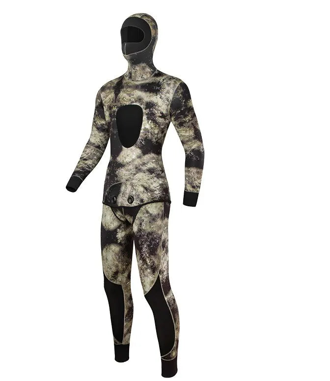 3mm Kamouflage Våtdräkt Herr – 2-delad med Huva, Långärmad, Dykning & Surfing
