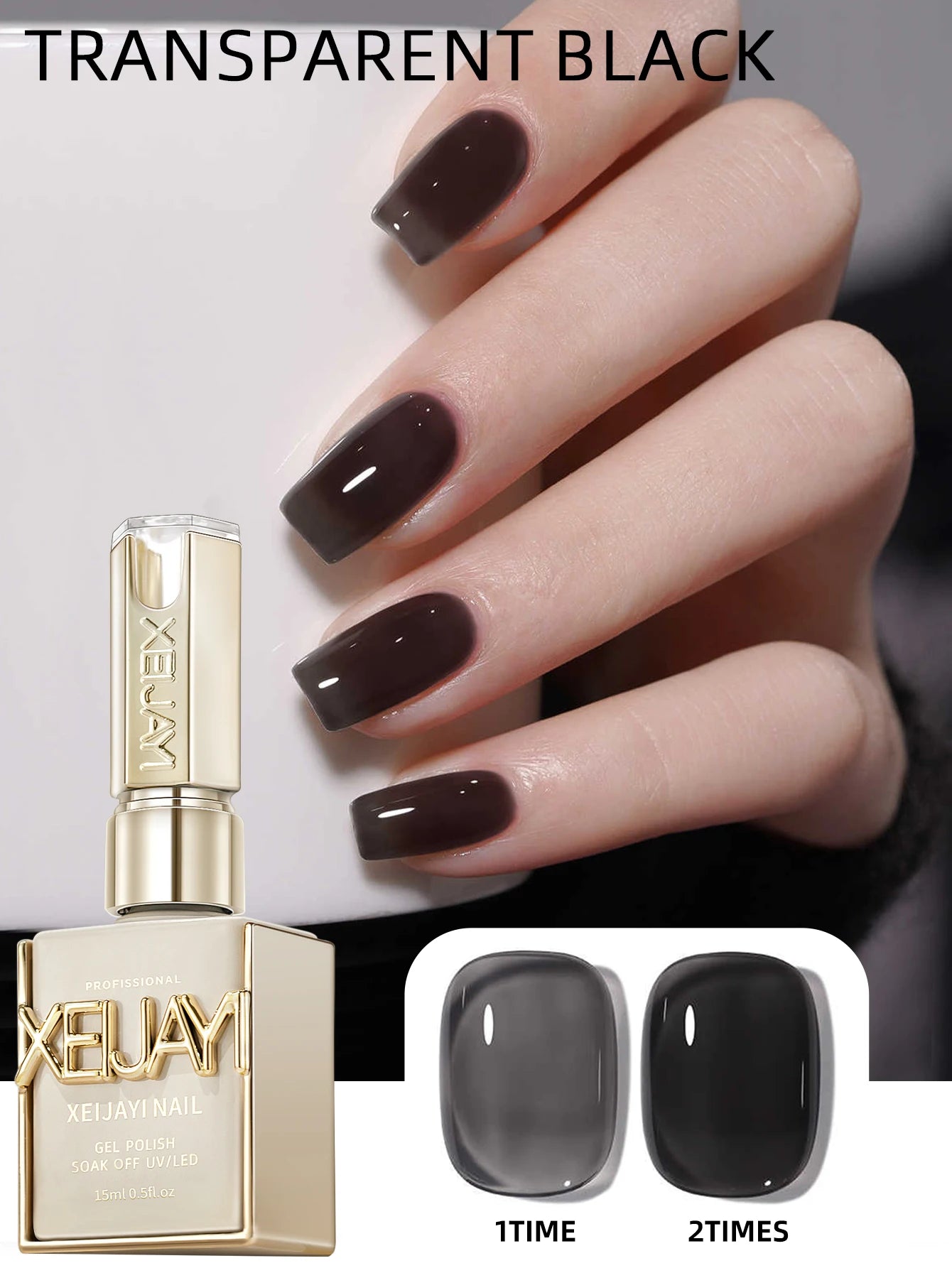 15ml Black And White Gel Nail Polish Starter Pure Soak Off No Wipe Nail Gel Polish Suitable For All Seasons, 4 Colors For Choose