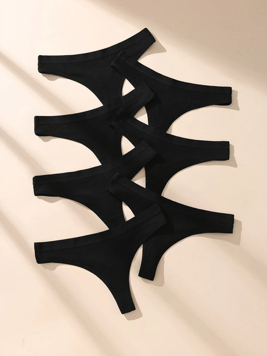 7-pack bomullstrosor string – randiga och mjuka G-strings