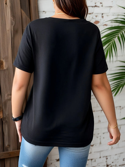V-ringad Korsad T-shirt Stor Storlek – Kortärmad Crisscross Stretch Casual Dam, 1XL–5XL
