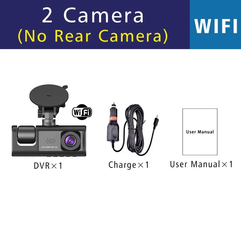 Wifi 3 Channel Dash Cam Three Way Car DVR Inside Vehicle Camera DVRs Recorder HD 1080P Video Mini Registrator Dashcam Camcord