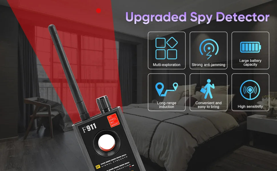F911 Hidden Camera Detectors, Anti Spy Camera Finder, GPS Tracker Detectors, Bug & Hidden Devices Detector