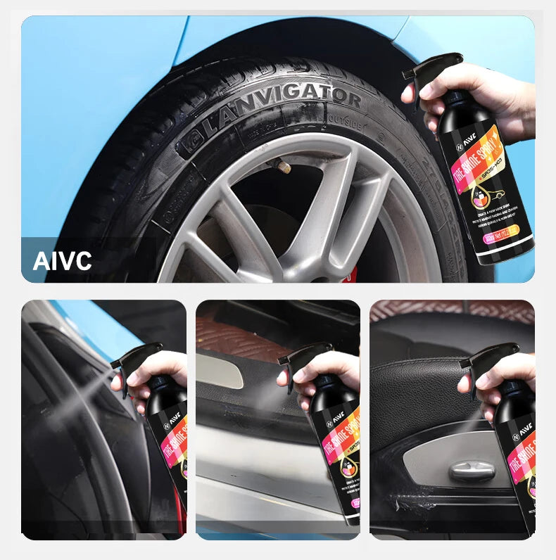Tire Shine Spray, Black Gloss Tyre Coating, Rubber & Plastic Restorer, Anti-Aging, Long Lasting Shine